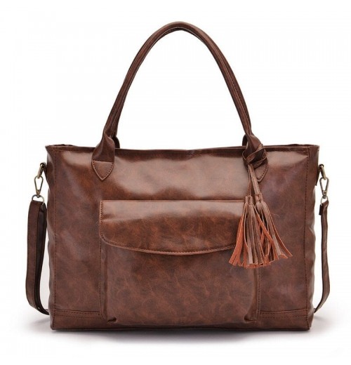 15 inch Brown Leather Tote