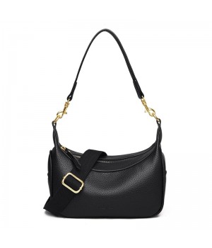 Faux Leather Crossbody Bag With Curb Chain Shoulder Strap