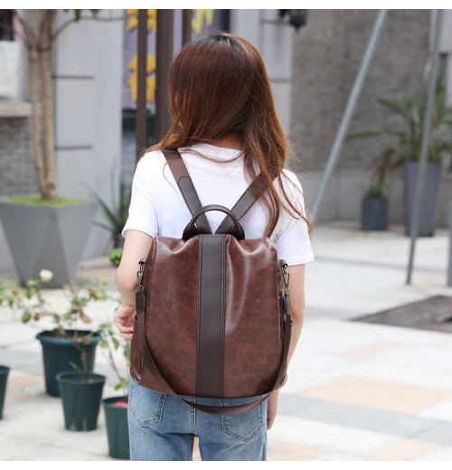 Leather Travel Backpack Anti Theft