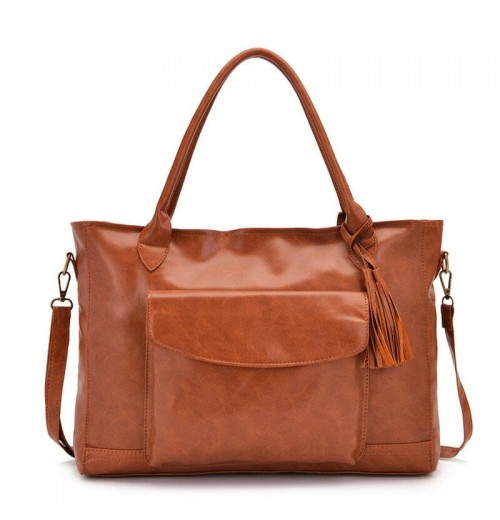 15 inch Brown Leather Tote