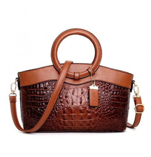 Leather Croc Tote Bag