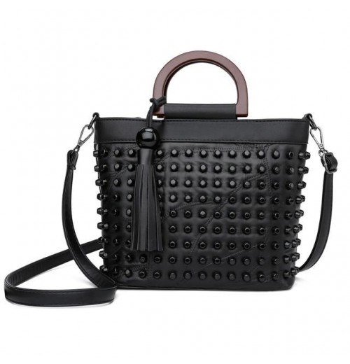 Black Leather Zip Top Tote