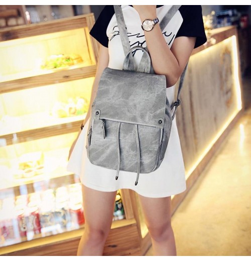 Gray Small Faye Suede Leather Backpack